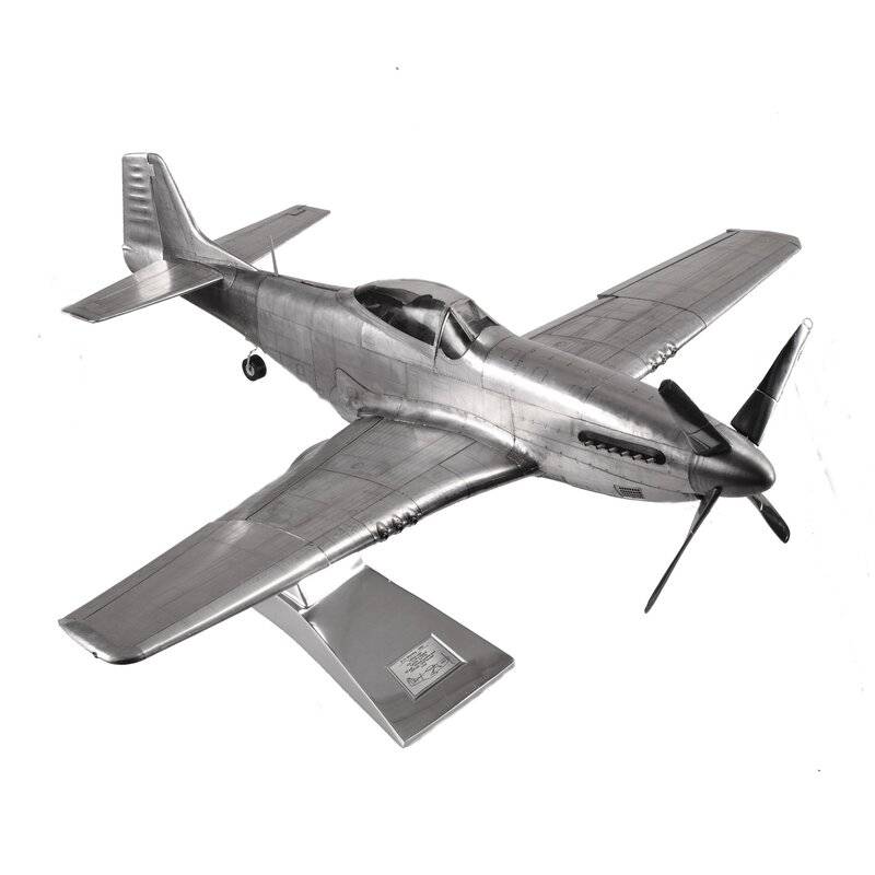 P-51 Mustang Plane (Aluminum Skin), 1:15 Scale