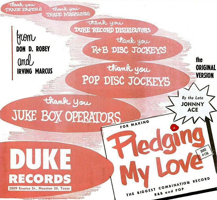 Johnny Ace, Pledging My Love, February 12, 1955