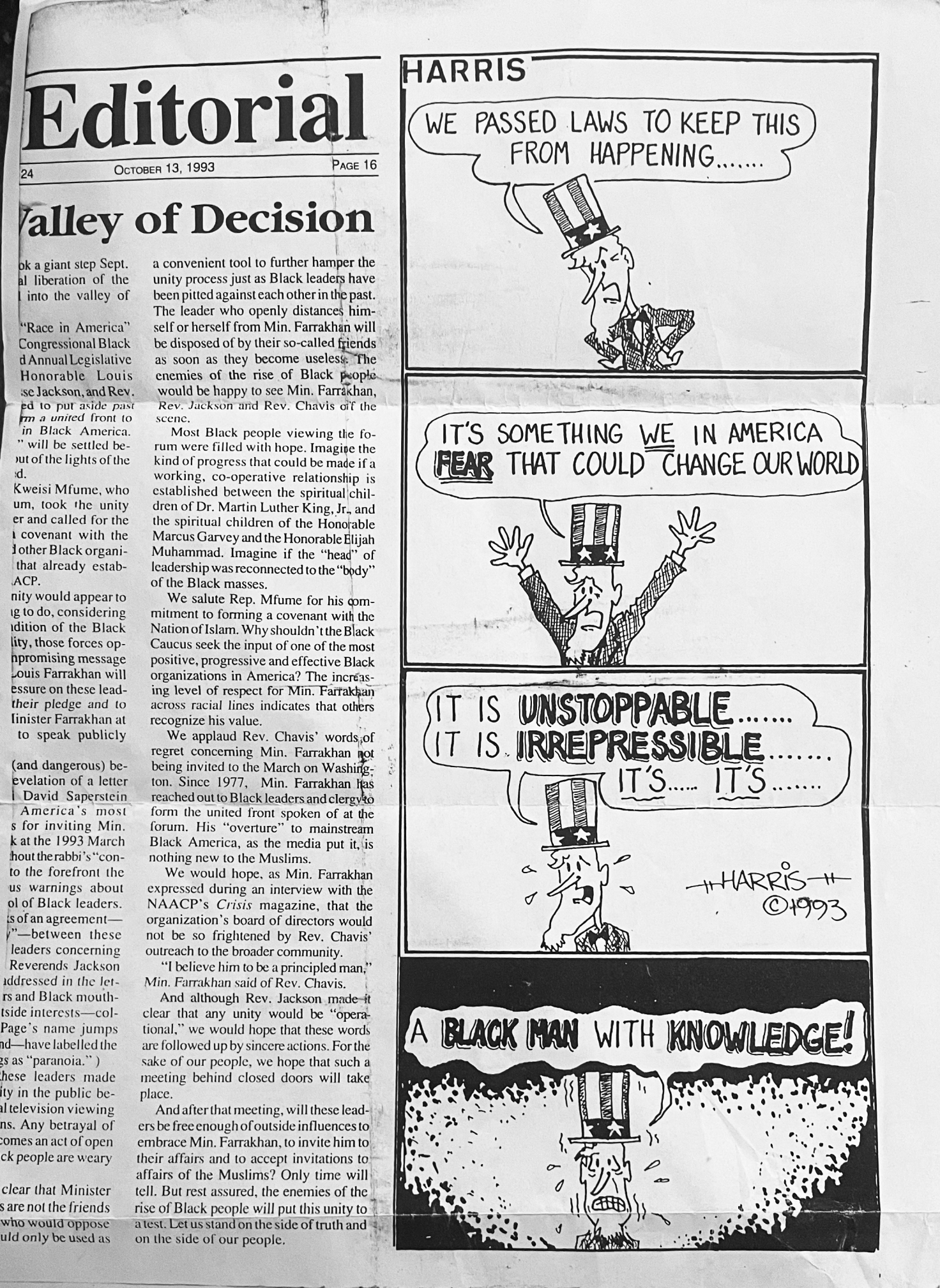 Editorial, Valley of Decision, A Black Man With Knowledge, October 13, 1993
