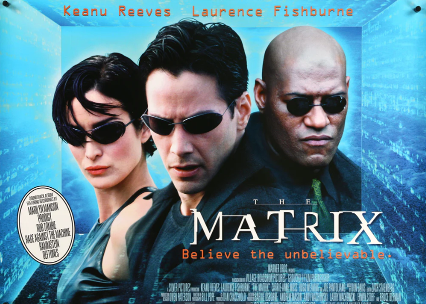 The Matrix, Keanu Reeves, Laurence Fishburne, Carrie-Anne Moss,1999