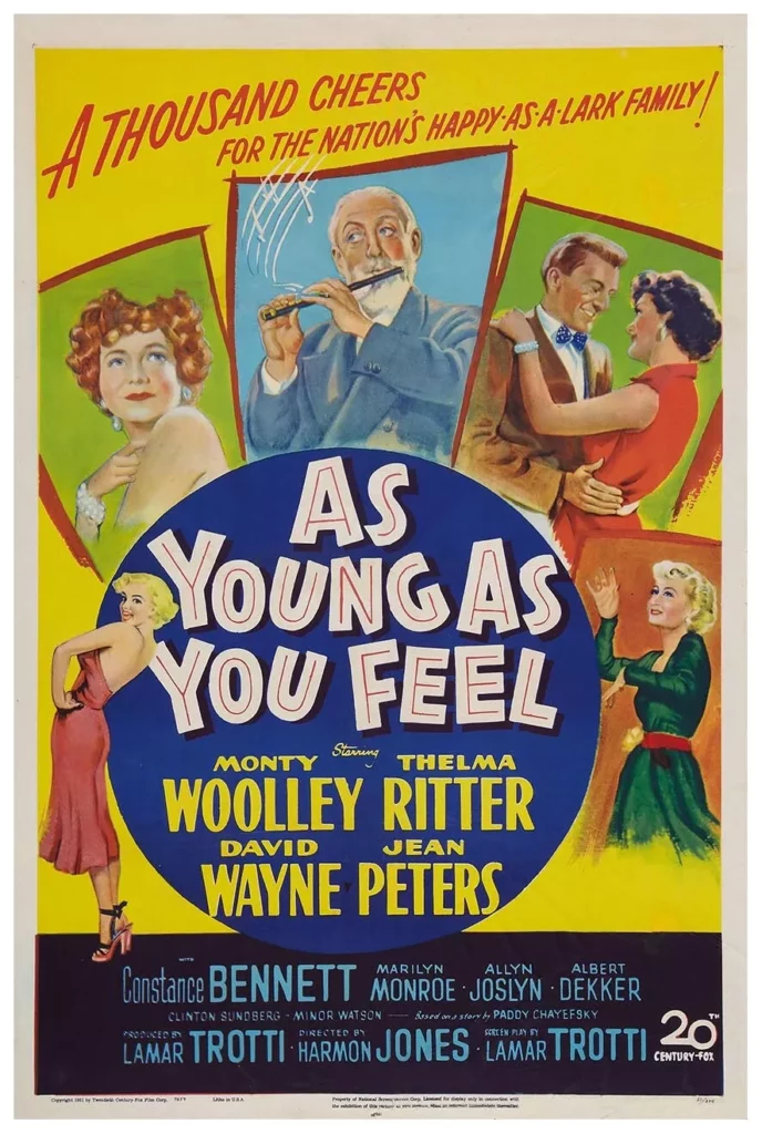 As Young As You Feel, Monty Woolley, Marilyn Monroe, Jean Peters, (1951 Film)