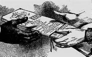 Two hands exchange a folded document or envelope, suggesting a secret or under-the-table deal.