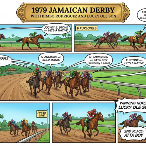 1979 Jamaican Derby with Lucky Ole Son & Emilio Rodriguez at Caymanas Park, Jamaica